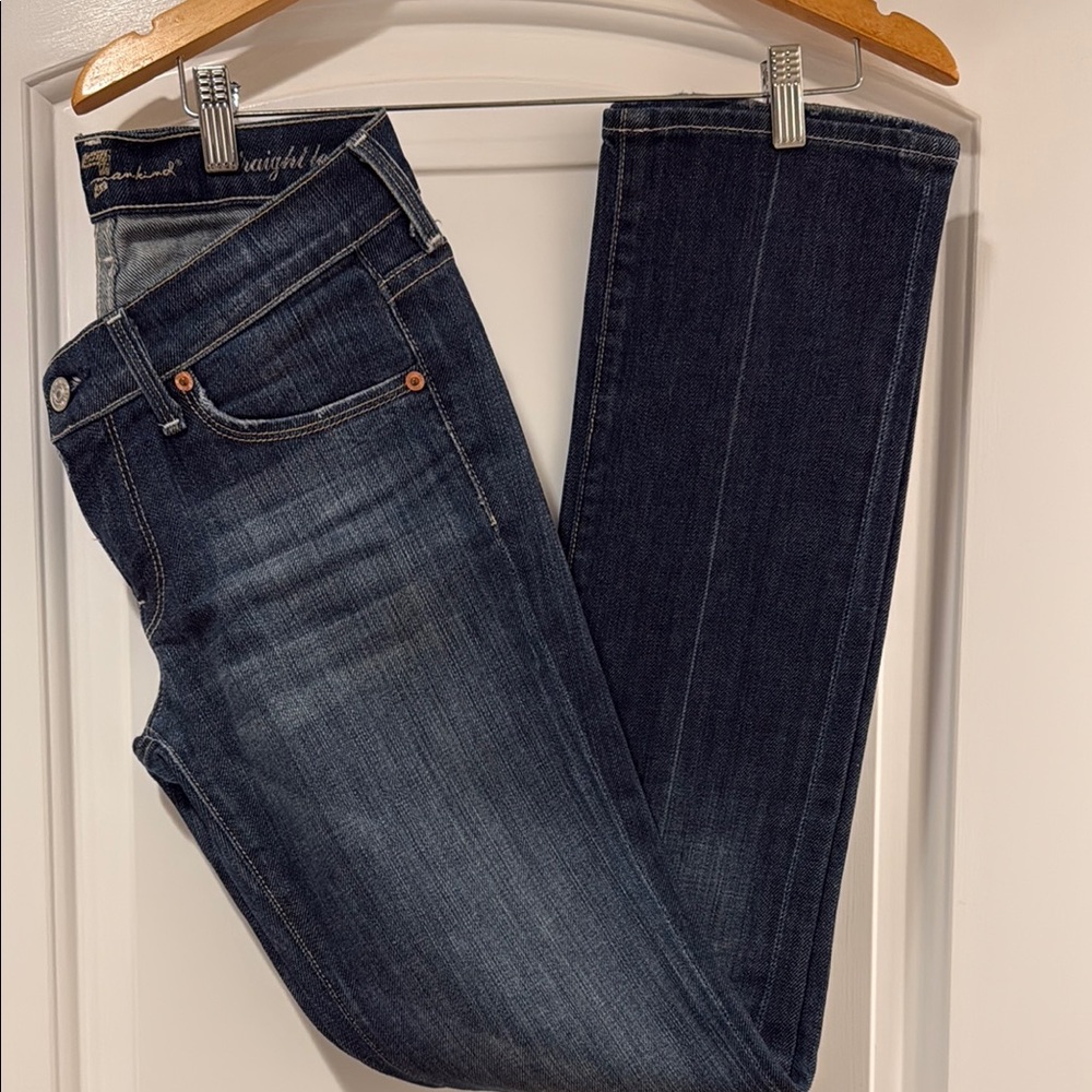7 for all Mankind Dark Blue Straight-Leg Jeans